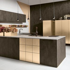 Betonlook keuken met goud