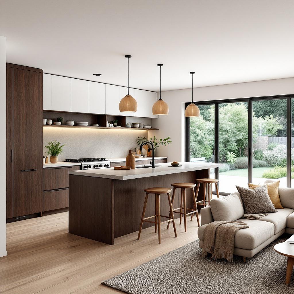 Japandi keukens in een open woonkamer 1 Japandi keukenstijl in een open woonkamer