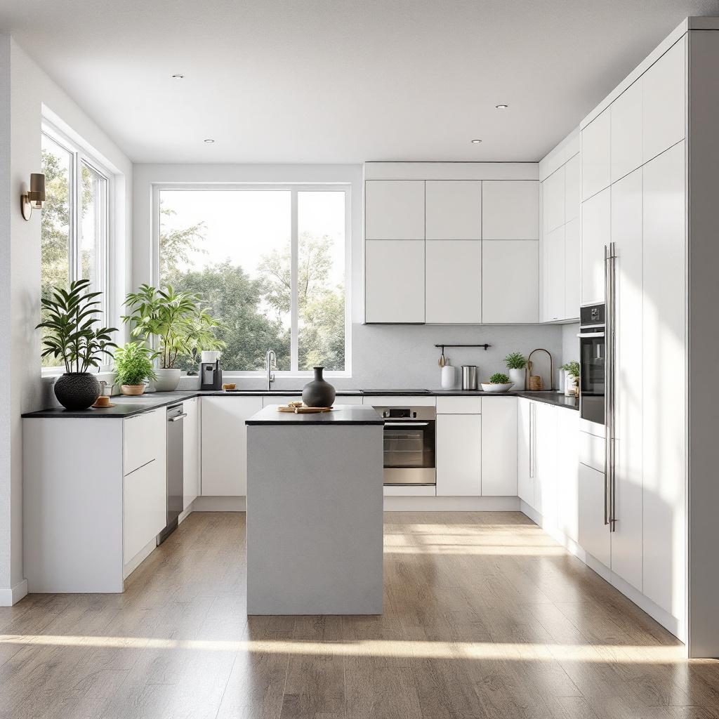 L-vormige keuken met kookeiland indeling