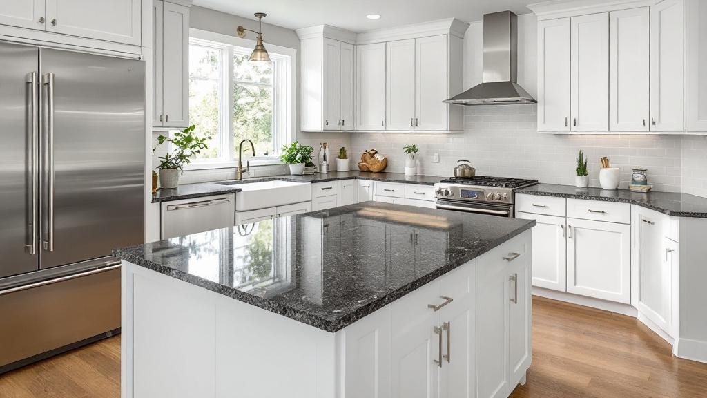 Keukens met granieten werkblad 1 werkblad van graniet