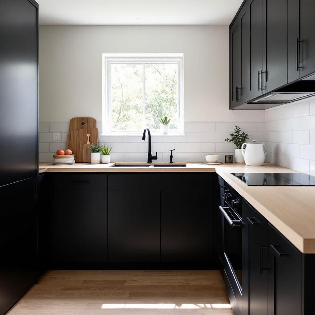 Zo kies je een zwarte keuken met houten blad 1 zwarte keuken met houten werkblad